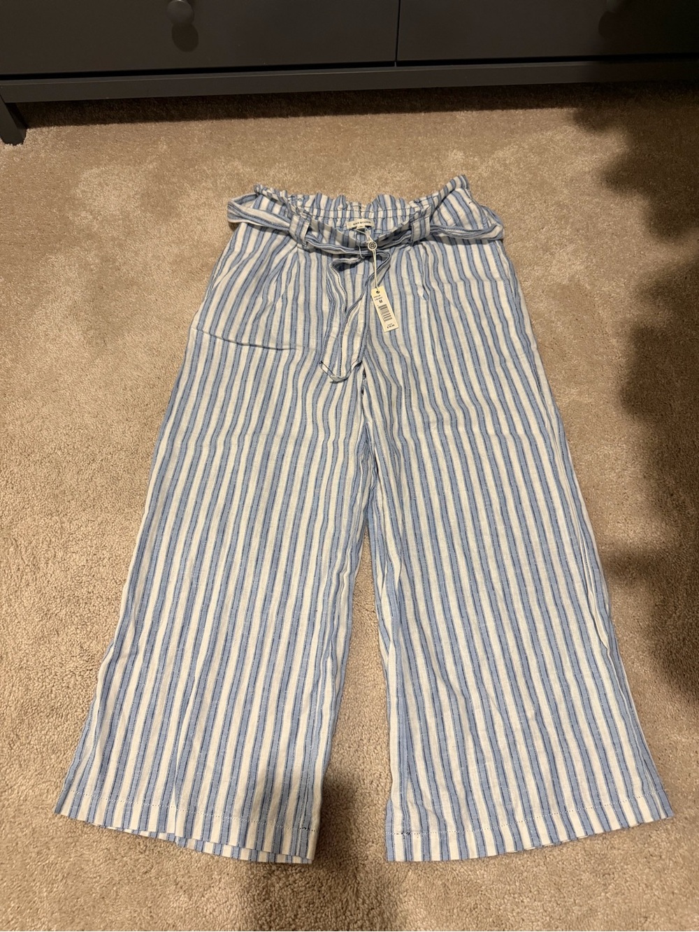 Max Studio Blue and White Striped Button-Front Blouse